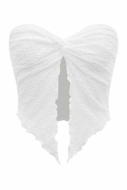 Y2K Pleated Halter Bandeau Top: Coquette Aesthetic, Grunge Style, Cute Tops, Pastel Goth - Women's