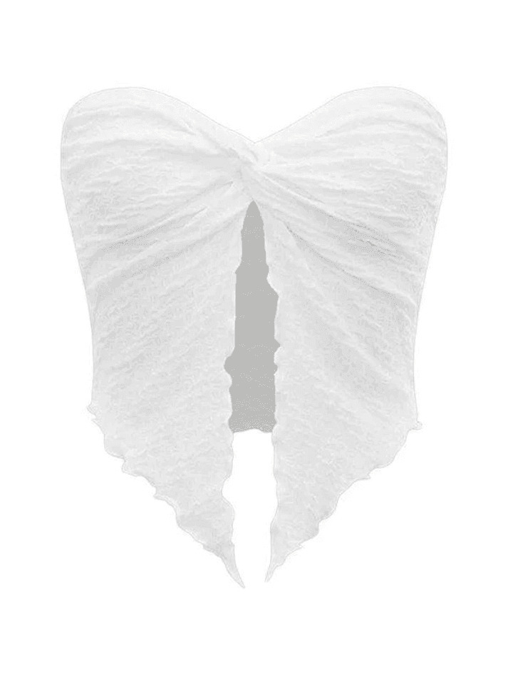 Y2K Pleated Halter Bandeau Top: Coquette Aesthetic, Grunge Style, Cute Tops, Pastel Goth - Women's