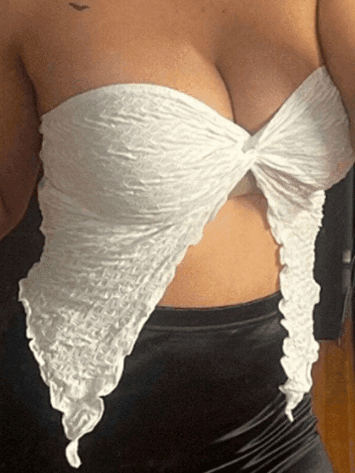 Y2K Pleated Halter Bandeau Top: Coquette Aesthetic, Grunge Style, Cute Tops, Pastel Goth - Women's