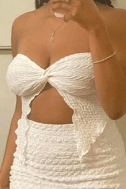 Y2K Pleated Halter Bandeau Top: Coquette Aesthetic, Grunge Style, Cute Tops, Pastel Goth - Women's