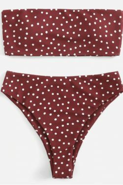 Y2K Polka Dot Bandeau Bikini - Coquette Aesthetic Swimwear for Women