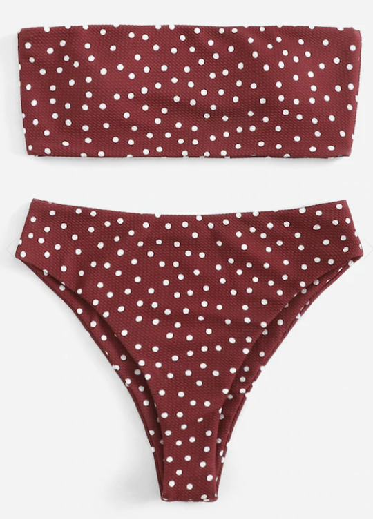 Y2K Polka Dot Bandeau Bikini - Coquette Aesthetic Swimwear for Women
