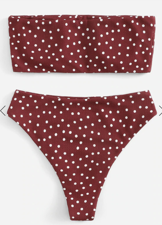 Y2K Polka Dot Bandeau Bikini - Coquette Aesthetic Swimwear for Women