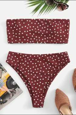 Y2K Polka Dot Bandeau Bikini - Coquette Aesthetic Swimwear for Women