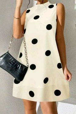 Y2K Polka Dot Sleeveless Dress: Coquette Aesthetic with Grunge & Pastel Goth Vibes