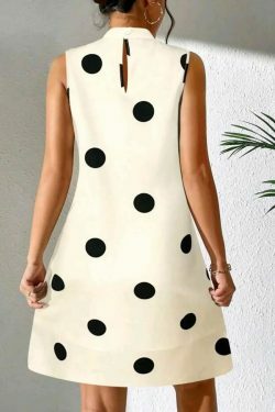 Y2K Polka Dot Sleeveless Dress: Coquette Aesthetic with Grunge & Pastel Goth Vibes