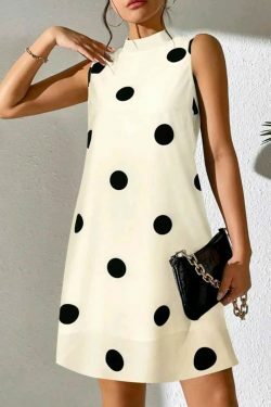 Y2K Polka Dot Sleeveless Dress: Coquette Aesthetic with Grunge & Pastel Goth Vibes