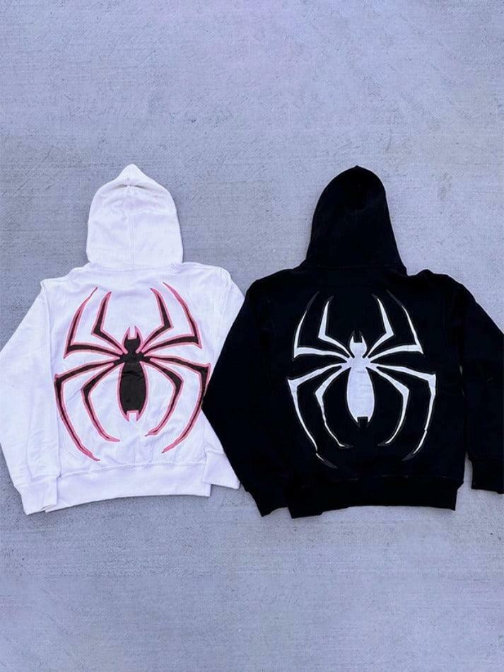 Y2K Punk Spider Print Oversized Hoodie for Women - Coquette Aesthetic Grunge Style Fashion Y2K Punk Spider Print Oversized Hoodie for Women - Coquette Aesthetic Grunge Style Fashion