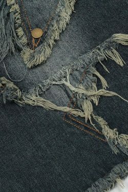 Y2K Raw Hem Star Jorts: Coquette Aesthetic Grunge Style Cargo Skirt