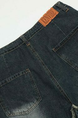 Y2K Raw Hem Star Jorts: Coquette Aesthetic Grunge Style Cargo Skirt