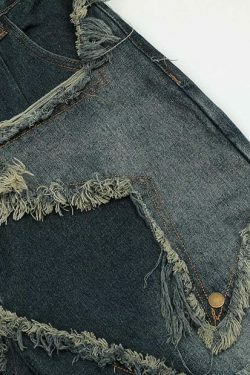 Y2K Raw Hem Star Jorts: Coquette Aesthetic Grunge Style Cargo Skirt