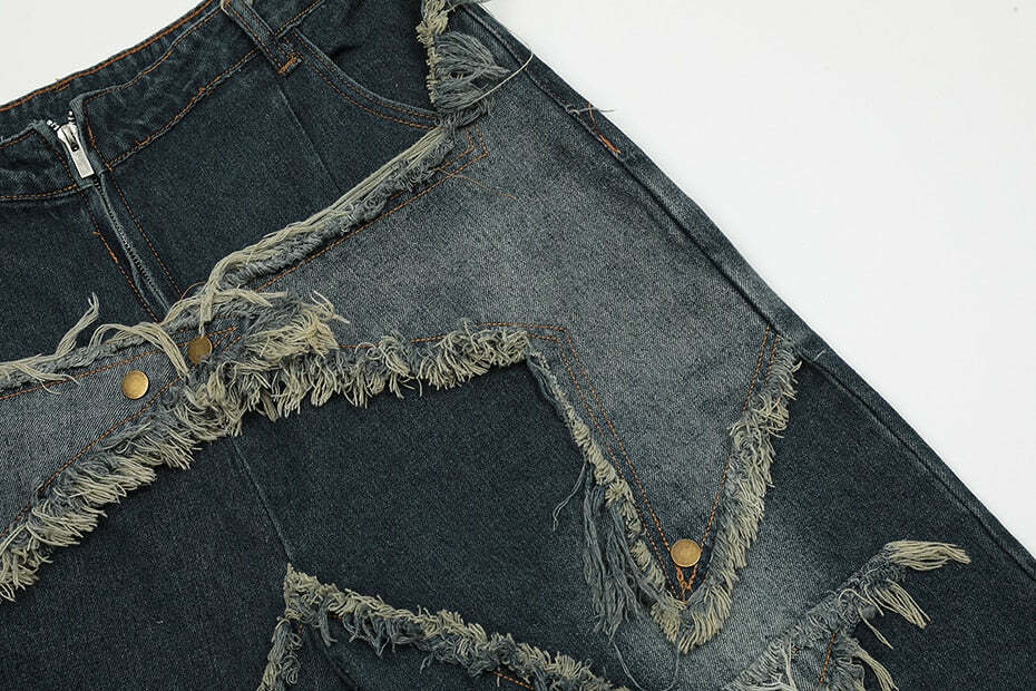 Y2K Raw Hem Star Jorts: Coquette Aesthetic Grunge Style Cargo Skirt Y2K Raw Hem Star Jorts: Coquette Aesthetic Grunge Style Cargo Skirt