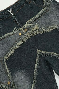 Y2K Raw Hem Star Jorts: Coquette Aesthetic Grunge Style Cargo Skirt