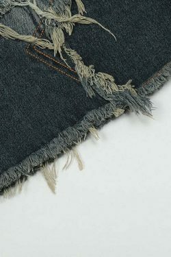 Y2K Raw Hem Star Jorts: Coquette Aesthetic Grunge Style Cargo Skirt