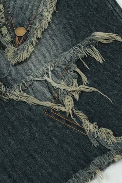 Y2K Raw Hem Star Jorts: Coquette Aesthetic Grunge Style Cargo Skirt