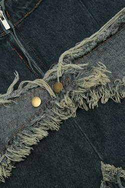 Y2K Raw Hem Star Jorts: Coquette Aesthetic Grunge Style Cargo Skirt