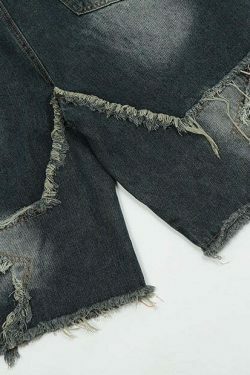 Y2K Raw Hem Star Jorts: Coquette Aesthetic Grunge Style Cargo Skirt