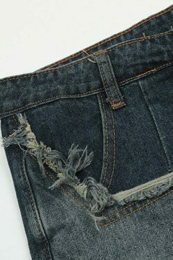 Y2K Raw Hem Star Jorts: Coquette Aesthetic Grunge Style Cargo Skirt