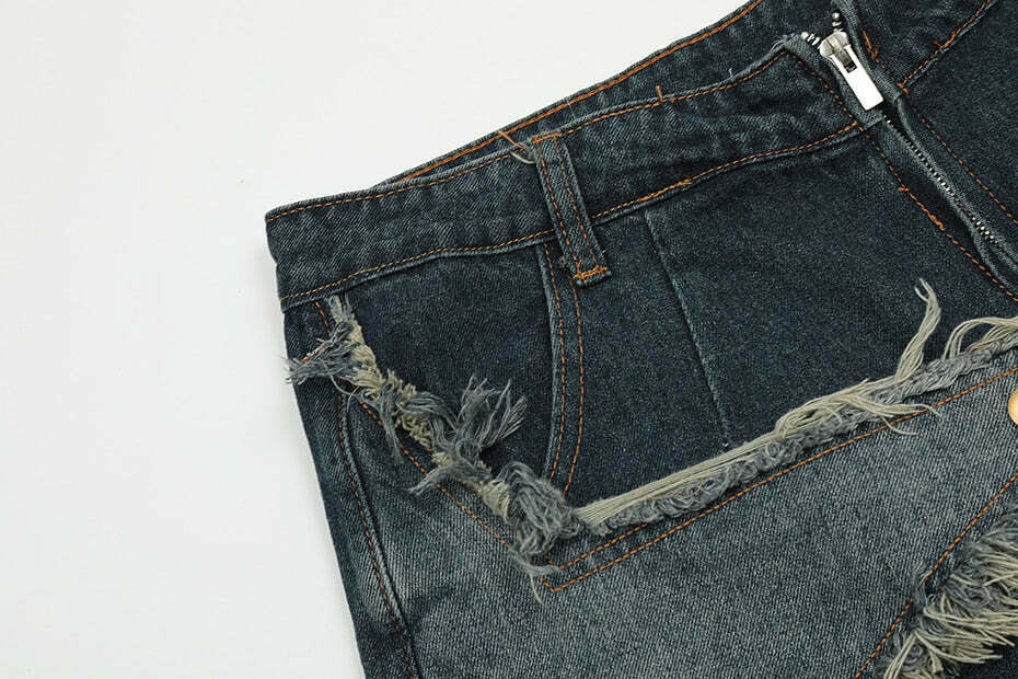 Y2K Raw Hem Star Jorts: Coquette Aesthetic Grunge Style Cargo Skirt Y2K Raw Hem Star Jorts: Coquette Aesthetic Grunge Style Cargo Skirt