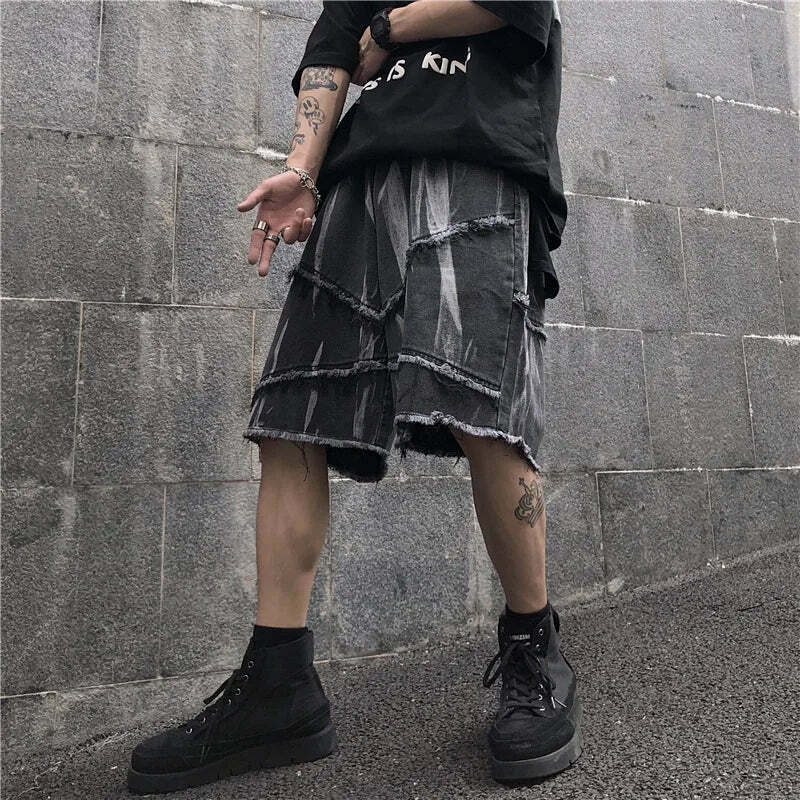 Y2K Rebellion Frayed Denim Shorts - Coquette Aesthetic Grunge Style Cargo Skirt Y2K Rebellion Frayed Denim Shorts - Coquette Aesthetic Grunge Style Cargo Skirt