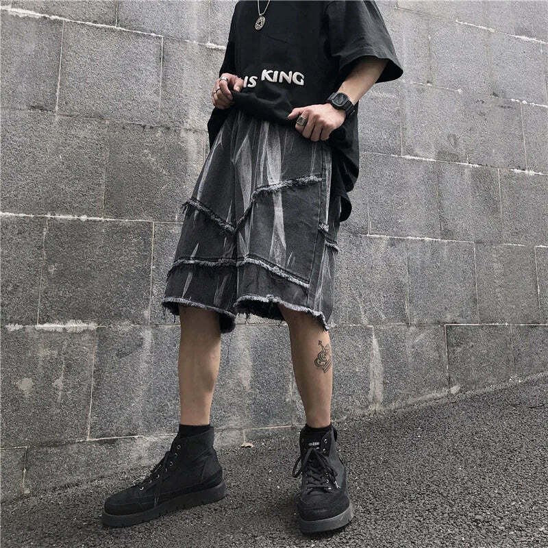 Y2K Rebellion Frayed Denim Shorts - Coquette Aesthetic Grunge Style Cargo Skirt Y2K Rebellion Frayed Denim Shorts - Coquette Aesthetic Grunge Style Cargo Skirt