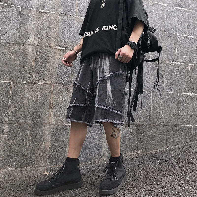 Y2K Rebellion Frayed Denim Shorts - Coquette Aesthetic Grunge Style Cargo Skirt Y2K Rebellion Frayed Denim Shorts - Coquette Aesthetic Grunge Style Cargo Skirt
