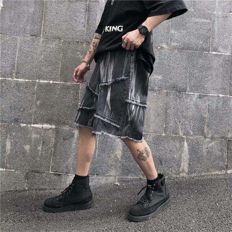 Y2K Rebellion Frayed Denim Shorts - Coquette Aesthetic Grunge Style Cargo Skirt Y2K Rebellion Frayed Denim Shorts - Coquette Aesthetic Grunge Style Cargo Skirt