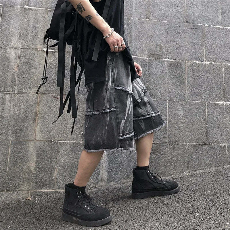 Y2K Rebellion Frayed Denim Shorts - Coquette Aesthetic Grunge Style Cargo Skirt Y2K Rebellion Frayed Denim Shorts - Coquette Aesthetic Grunge Style Cargo Skirt