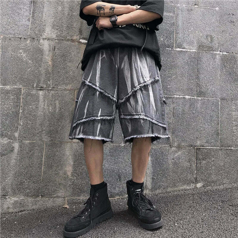 Y2K Rebellion Frayed Denim Shorts - Coquette Aesthetic Grunge Style Cargo Skirt Y2K Rebellion Frayed Denim Shorts - Coquette Aesthetic Grunge Style Cargo Skirt