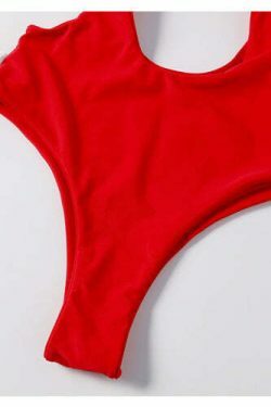 Y2K Red Cutout Tie Shoulder Swimsuit - Coquette Aesthetic Grunge Style Vintage Swimwear