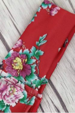 Y2K Red Lace-Up Floral Bandeau Bikini Set - Coquette Aesthetic Swimwear for Women