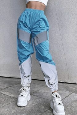 Y2K Reflective Jogger Pants: Coquette Aesthetic Grunge Style Cargo Skirt