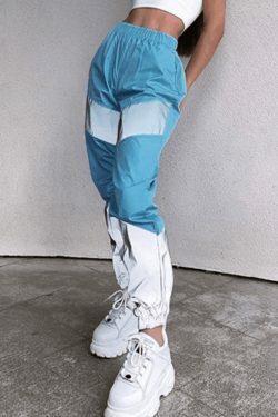 Y2K Reflective Jogger Pants: Coquette Aesthetic Grunge Style Cargo Skirt