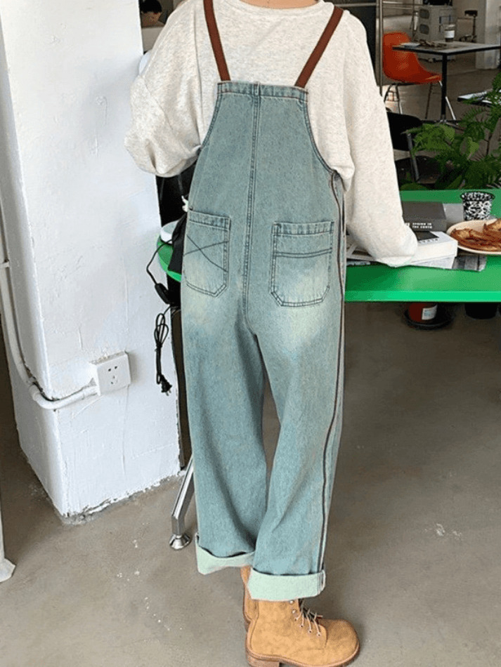 Y2K Retro Cargo Bib Jeans: Coquette Aesthetic with Grunge Style & Pastel Goth Vibe Y2K Retro Cargo Bib Jeans: Coquette Aesthetic with Grunge Style & Pastel Goth Vibe