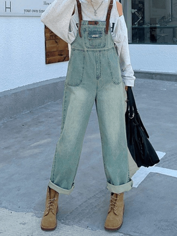 Y2K Retro Cargo Bib Jeans: Coquette Aesthetic with Grunge Style & Pastel Goth Vibe Y2K Retro Cargo Bib Jeans: Coquette Aesthetic with Grunge Style & Pastel Goth Vibe
