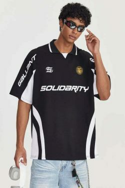 Y2K Retro Colour Block Sports Jersey - Niche Women's Fashion Aesthetic Top