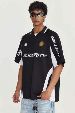 Y2K Retro Colour Block Sports Jersey - Niche Women's Fashion Aesthetic Top