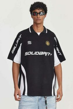 Y2K Retro Colour Block Sports Jersey - Niche Women's Fashion Aesthetic Top