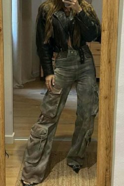 Y2K Retro Denim Pocket Pants: Coquette Aesthetic Cargo Skirt for Women - Grunge Style Fashion