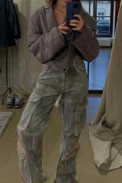 Y2K Retro Denim Pocket Pants: Coquette Aesthetic Cargo Skirt for Women - Grunge Style Fashion