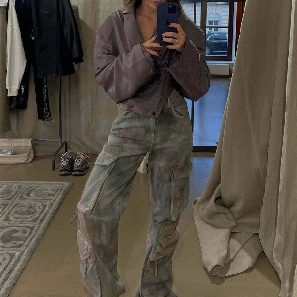 Y2K Retro Denim Pocket Pants: Coquette Aesthetic Cargo Skirt for Women - Grunge Style Fashion Y2K Retro Denim Pocket Pants: Coquette Aesthetic Cargo Skirt for Women - Grunge Style Fashion