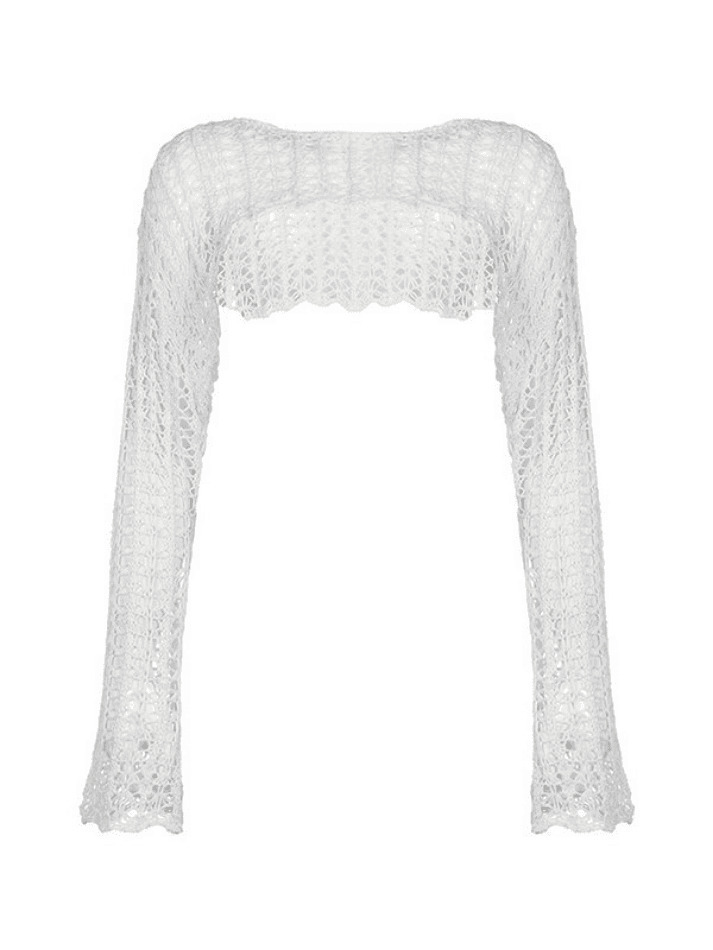 Y2K Retro Hollow Knit Crop Top - Coquette Aesthetic Grunge Style - Cute Pastel Goth Fashion Y2K Retro Hollow Knit Crop Top - Coquette Aesthetic Grunge Style - Cute Pastel Goth Fashion