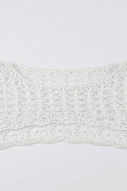 Y2K Retro Hollow Knit Crop Top - Coquette Aesthetic Grunge Style - Cute Pastel Goth Fashion