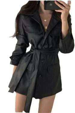 Y2K Retro Lace-Up PU Leather Jacket for Women - Coquette Aesthetic Grunge Style Fashion