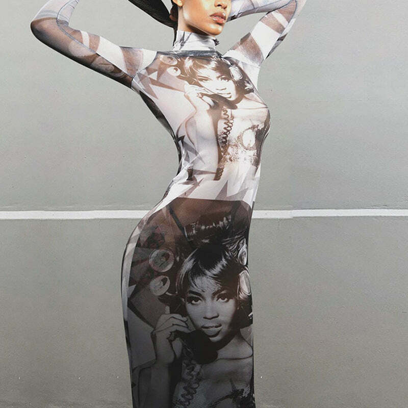 Y2K Retro Mesh Dress: Coquette Grunge, Pastel Goth, Cargo Skirt Y2K Retro Mesh Dress: Coquette Grunge, Pastel Goth, Cargo Skirt