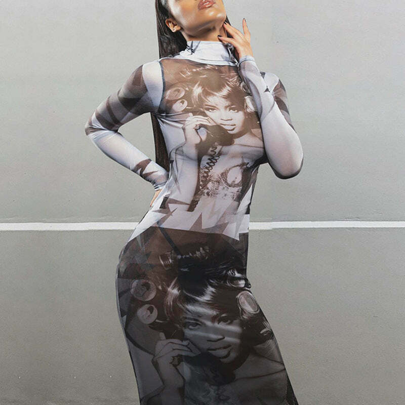 Y2K Retro Mesh Dress: Coquette Grunge, Pastel Goth, Cargo Skirt Y2K Retro Mesh Dress: Coquette Grunge, Pastel Goth, Cargo Skirt