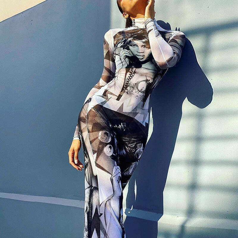 Y2K Retro Mesh Dress: Coquette Grunge, Pastel Goth, Cargo Skirt Y2K Retro Mesh Dress: Coquette Grunge, Pastel Goth, Cargo Skirt