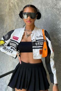 Y2K Retro Motorcycle Jacket for Women - American Short Style in Niche Women's Fashion