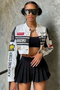 Y2K Retro Motorcycle Jacket for Women - American Short Style in Niche Women's Fashion