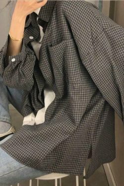 Y2K Retro Plaid Shirt: Coquette Aesthetic Grunge Style for Women - Vintage Fashion